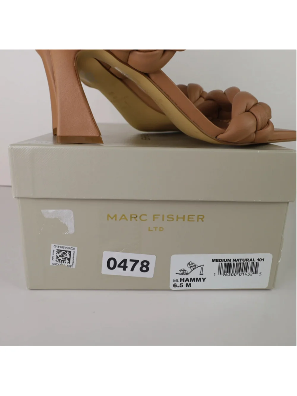 Marc Fisher LTD Hammy Sandals Womens 6.5M Natural Braided Leather Heels 0478